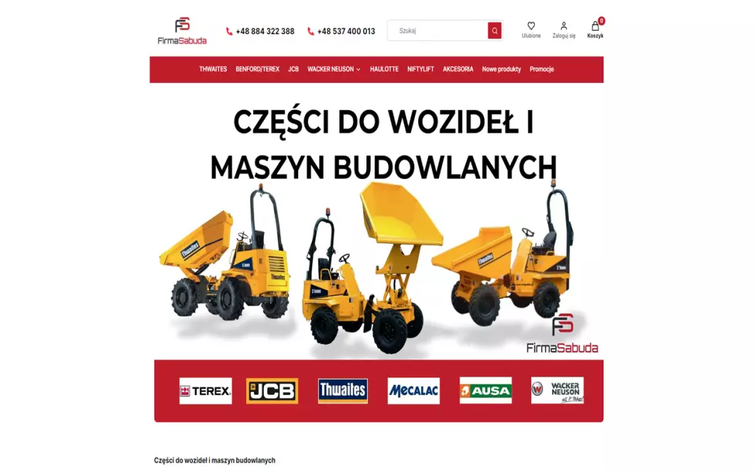 Zrzut ekranu strony Centrum-części