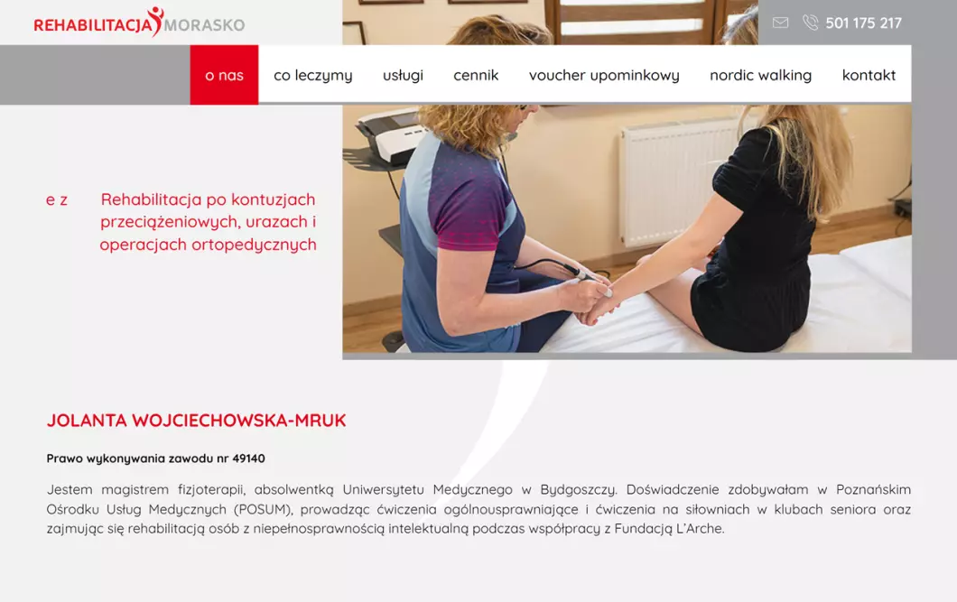 Zrzut ekranu strony Rehabilitacja Morasko - RehaMorasko